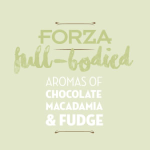 Piazza Doro Forza Espresso - aromas of chocolate, macadamia and fudge
